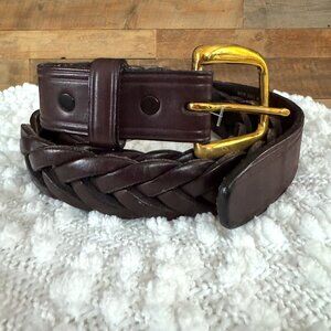 TORY Mens British Bridle Brown Leather Braided 2160 Brass Buckle Belt Size 40